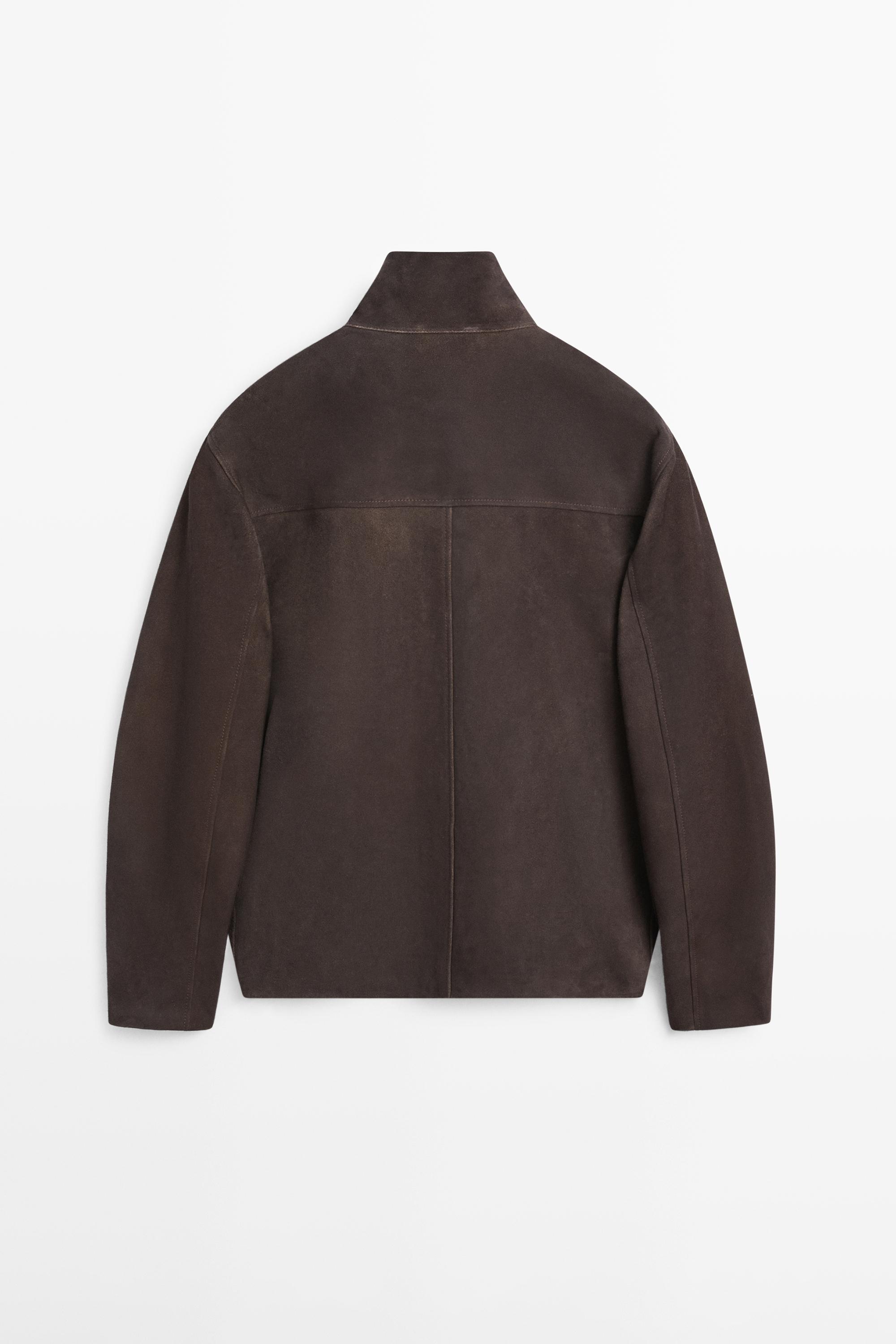Blouson en cuir effet daim